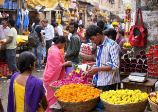 Mercado de flores en Mumbai - Imagen de monotoomono